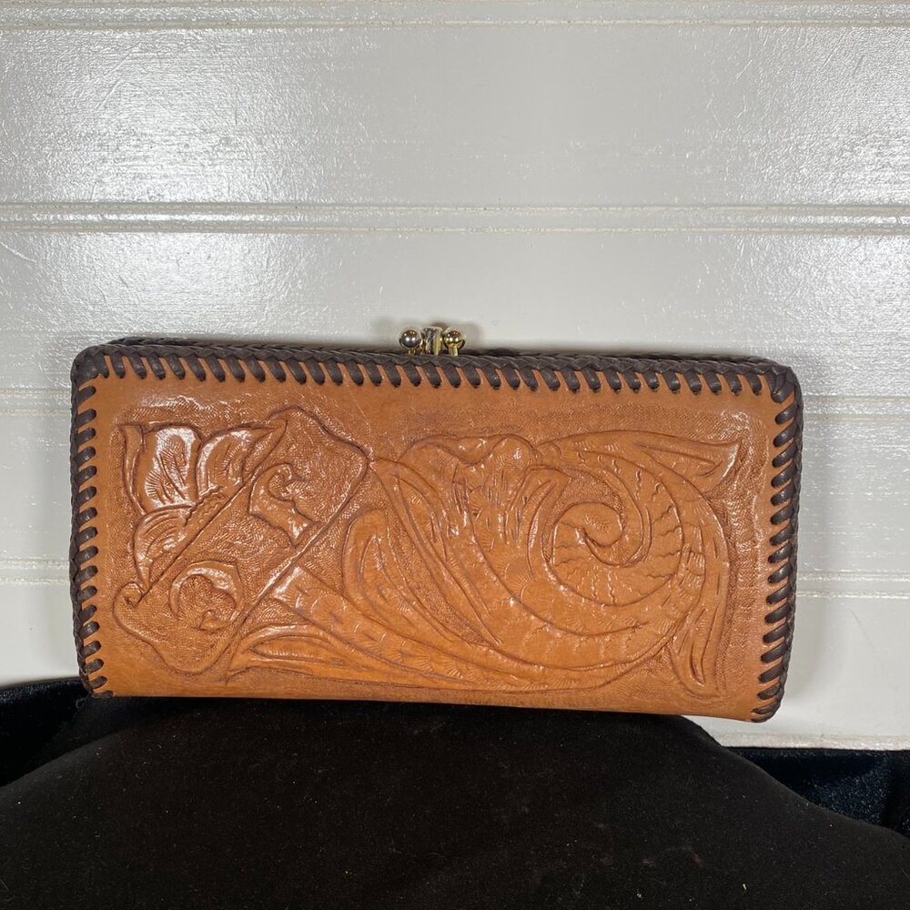 Vintage Hand Tooled, Mexican Wallet, Made in Mexico, Real Leather, Vintage Condi